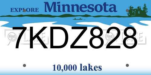 7KDZ828 Minnesota License Plate