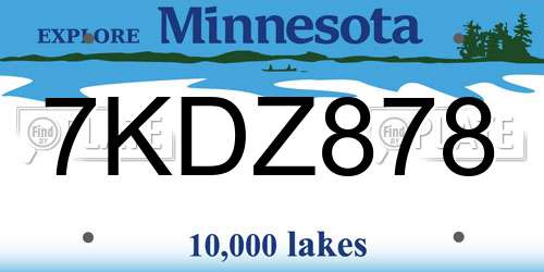 7KDZ878 Minnesota License Plate