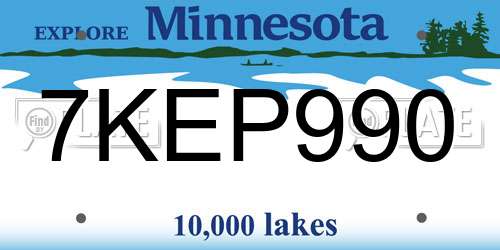 7KEP990 Minnesota License Plate