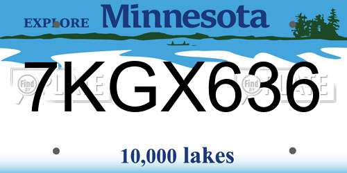 7KGX636 Minnesota License Plate