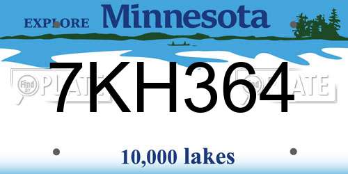 7KH364 Minnesota License Plate