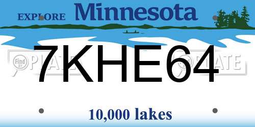 7KHE64 Minnesota License Plate