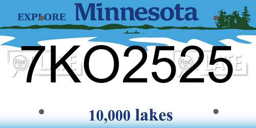7KO2525 Minnesota License Plate