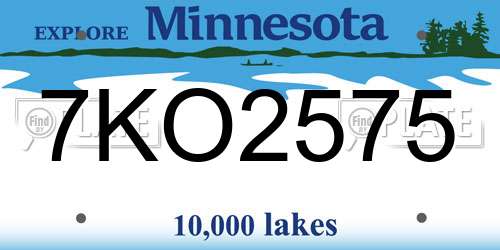 7KO2575 Minnesota License Plate