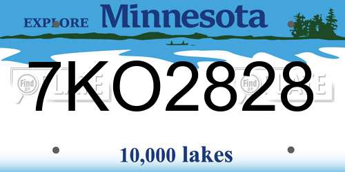 7KO2828 Minnesota License Plate