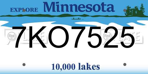 7KO7525 Minnesota License Plate