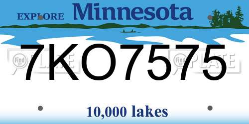7KO7575 Minnesota License Plate