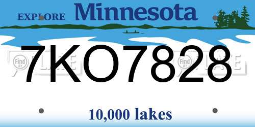 7KO7828 Minnesota License Plate