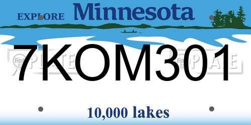 7KOM301 Minnesota License Plate