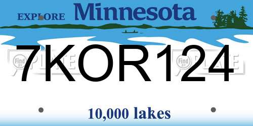 7KOR124 Minnesota License Plate