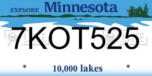 7KOT525 Minnesota License Plate
