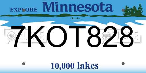 7KOT828 Minnesota License Plate