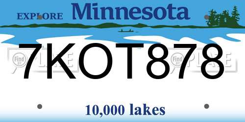 7KOT878 Minnesota License Plate