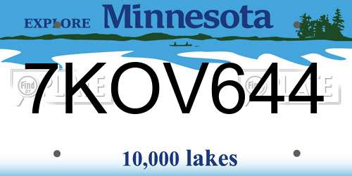 7KOV644 Minnesota License Plate