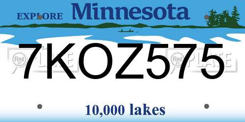 7KOZ575 Minnesota License Plate