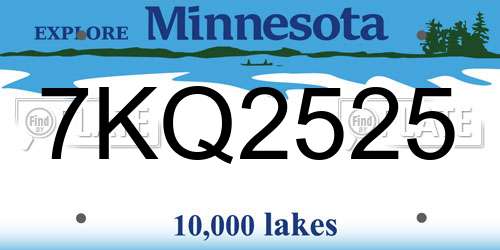 7KQ2525 Minnesota License Plate