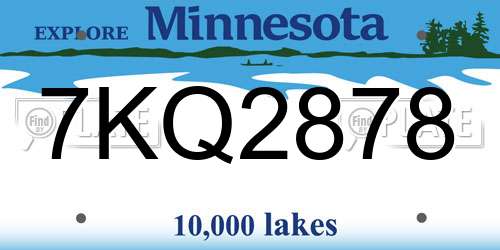 7KQ2878 Minnesota License Plate