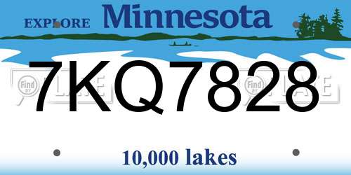 7KQ7828 Minnesota License Plate