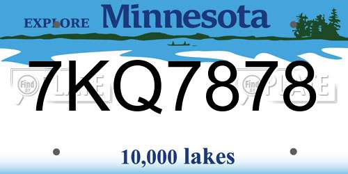7KQ7878 Minnesota License Plate