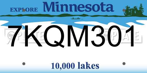 7KQM301 Minnesota License Plate