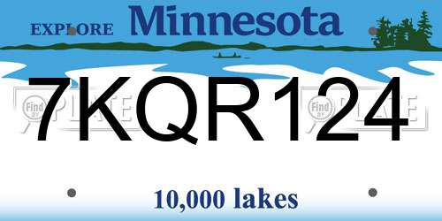 7KQR124 Minnesota License Plate