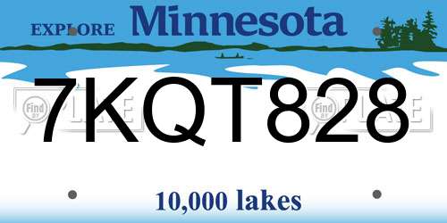 7KQT828 Minnesota License Plate