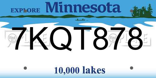 7KQT878 Minnesota License Plate