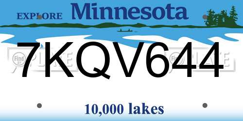 7KQV644 Minnesota License Plate