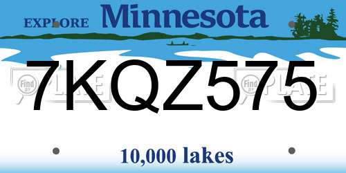 7KQZ575 Minnesota License Plate