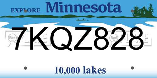 7KQZ828 Minnesota License Plate