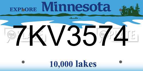 7KV3574 Minnesota License Plate