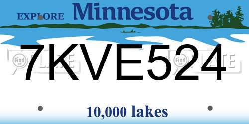 7KVE524 Minnesota License Plate