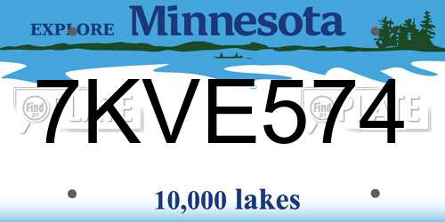 7KVE574 Minnesota License Plate