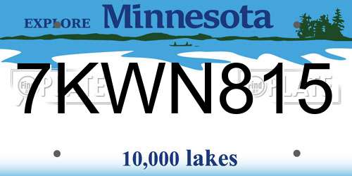 7KWN815 Minnesota License Plate