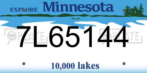 7L65144 Minnesota License Plate