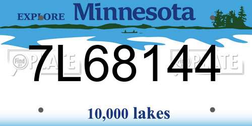 7L68144 Minnesota License Plate