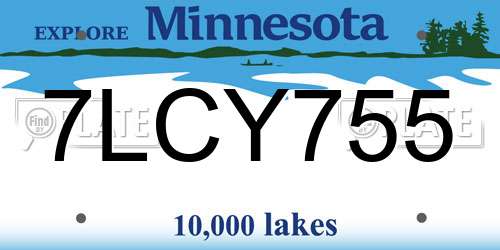 7LCY755 Minnesota License Plate