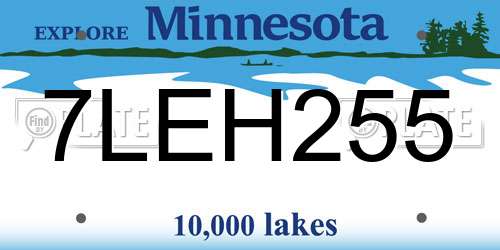 7LEH255 Minnesota License Plate