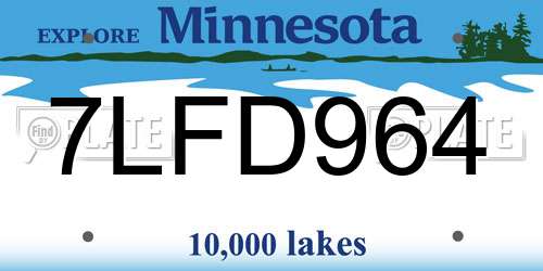 7LFD964 Minnesota License Plate