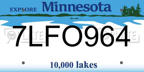 7LFO964 Minnesota License Plate