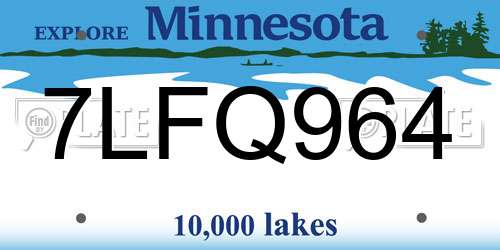 7LFQ964 Minnesota License Plate