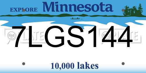 7LGS144 Minnesota License Plate