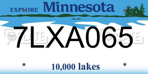 7LXA065 Minnesota License Plate