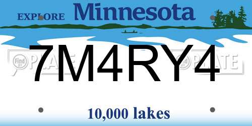 7M4RY4 Minnesota License Plate