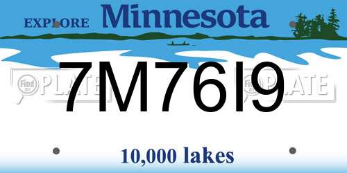 7M76I9 Minnesota License Plate