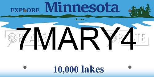 7MARY4 Minnesota License Plate