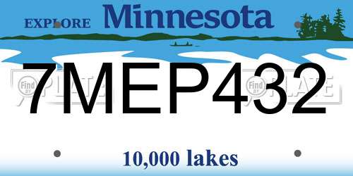 7MEP432 Minnesota License Plate