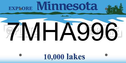 7MHA996 Minnesota License Plate