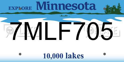 7MLF705 Minnesota License Plate