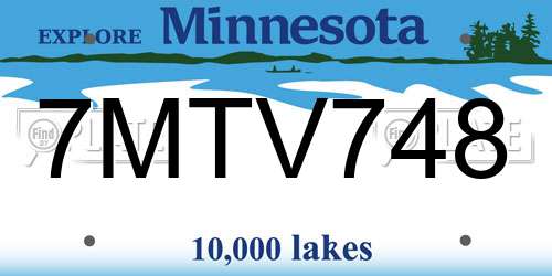 7MTV748 Minnesota License Plate